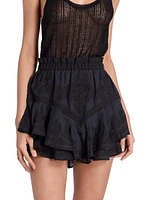 Elsa Embroidered Ruffled Miniskirt