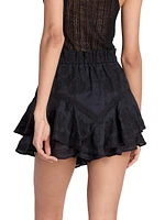 Elsa Embroidered Ruffled Miniskirt