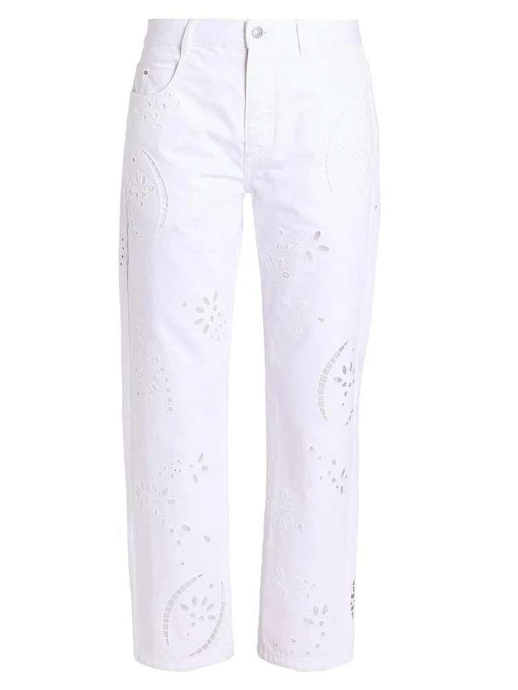 Irina Eyelet Straight-Leg Jeans