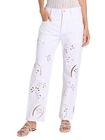 Irina Eyelet Straight-Leg Jeans