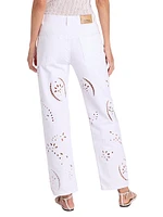 Irina Eyelet Straight-Leg Jeans