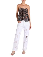 Irina Eyelet Straight-Leg Jeans