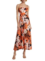 Chloe Watercolor Geranium Maxi Dress