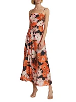 Chloe Watercolor Geranium Maxi Dress