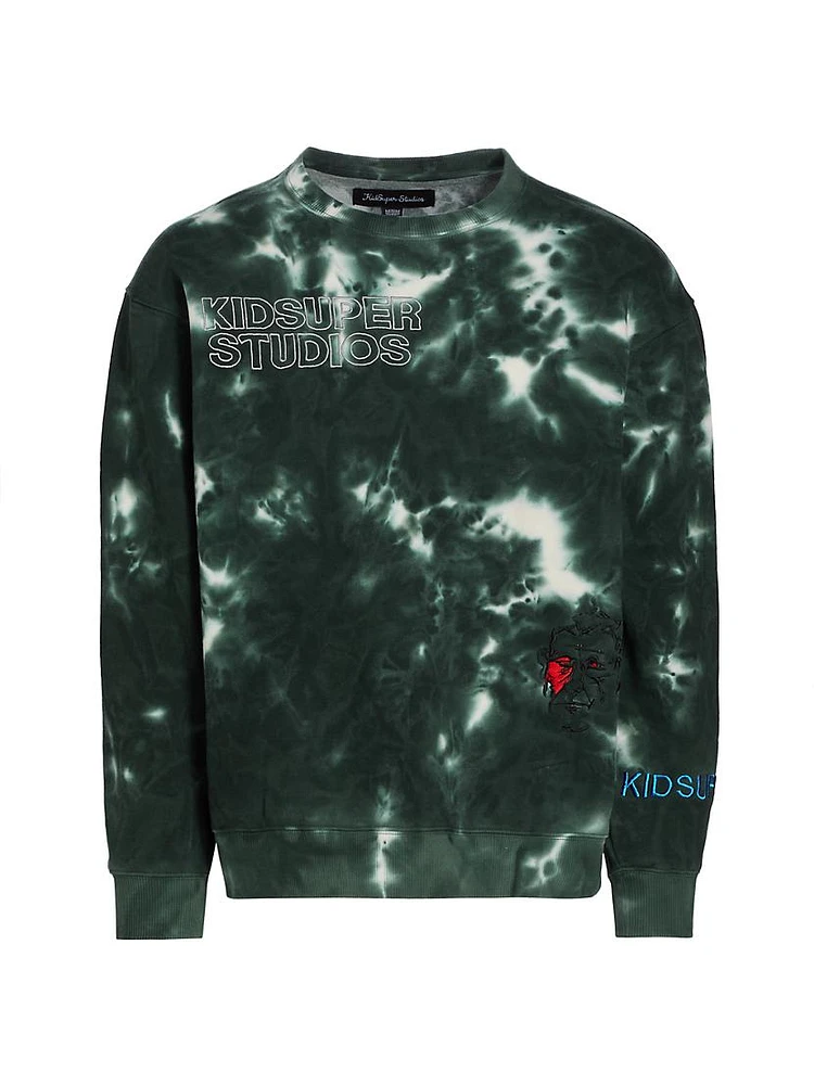 Tie-Dye Cotton Crewneck Sweater