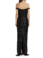 Sequin Off-The-Shoulder Gown