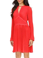 Pleated Long-Sleeve Minidress