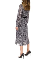 Animal-Print Belted Midi-Shirtdress