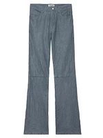 Pistol Cuir Froisse Leather Boot-Cut Pants