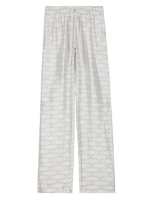 Pomy Jacquard Wing Straight-Leg Pants