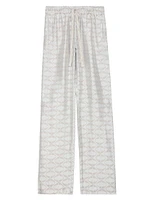 Pomy Jacquard Wing Straight-Leg Pants