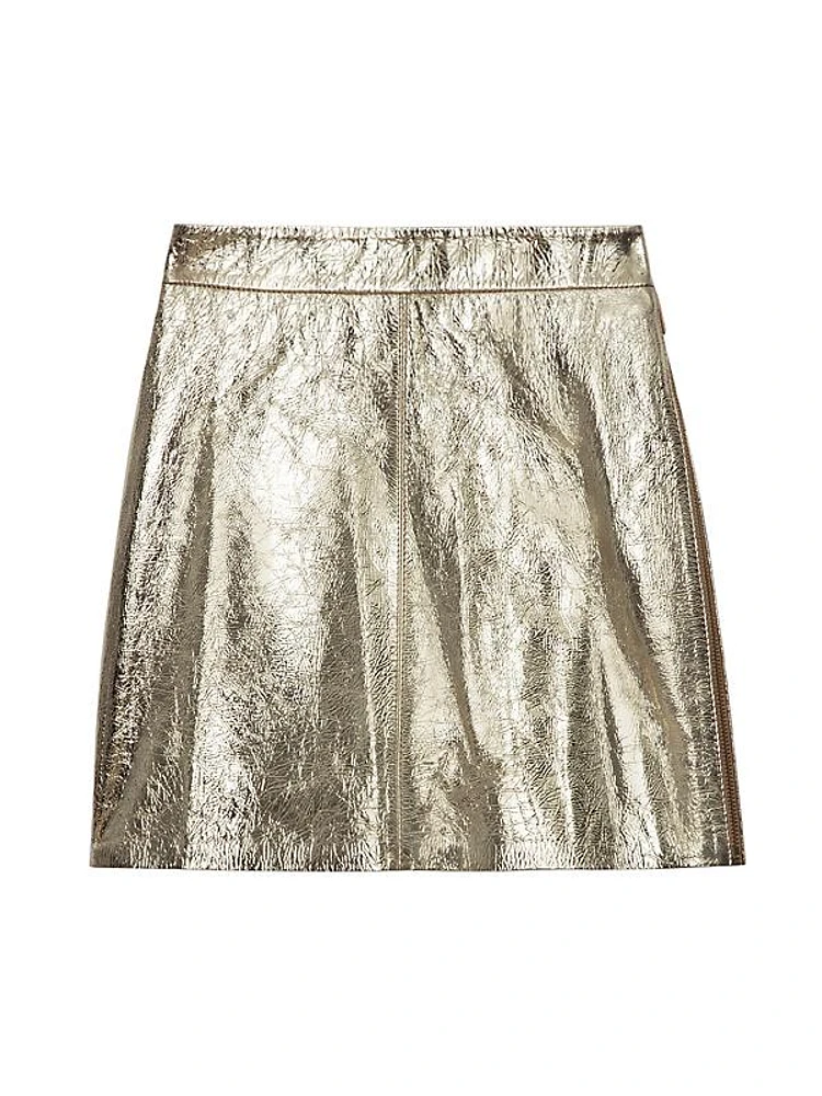 Jinette Metallic Leather Miniskirt