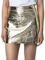 Jinette Metallic Leather Miniskirt