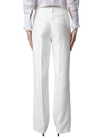 Pistol Linen-Blend Straight-Leg Pants