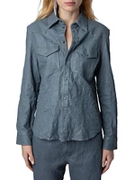 Thelma Crinkled Leather Shirt