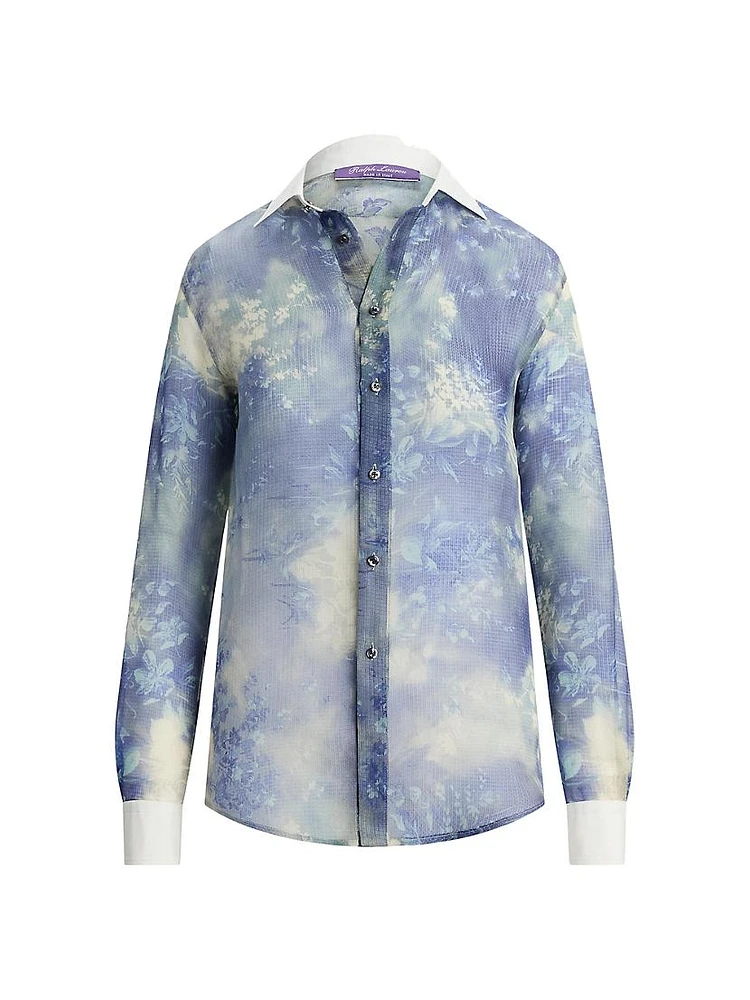 Nancie Sheer Floral Silk Shirt