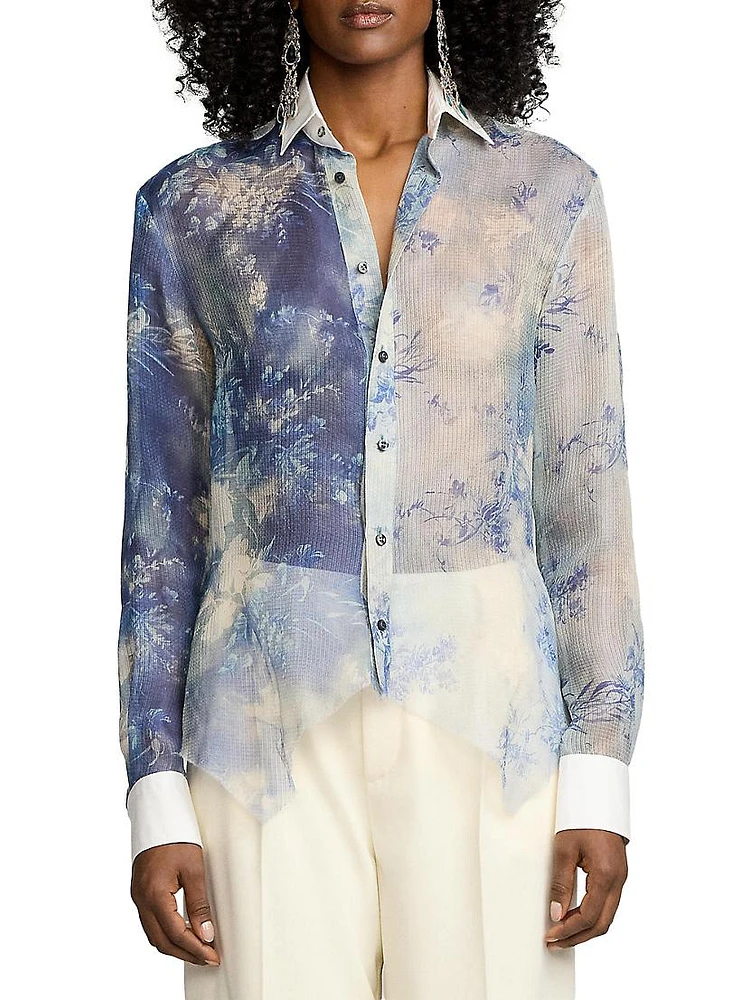 Nancie Sheer Floral Silk Shirt