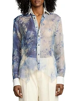 Nancie Sheer Floral Silk Shirt