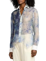 Nancie Sheer Floral Silk Shirt