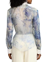 Nancie Sheer Floral Silk Shirt