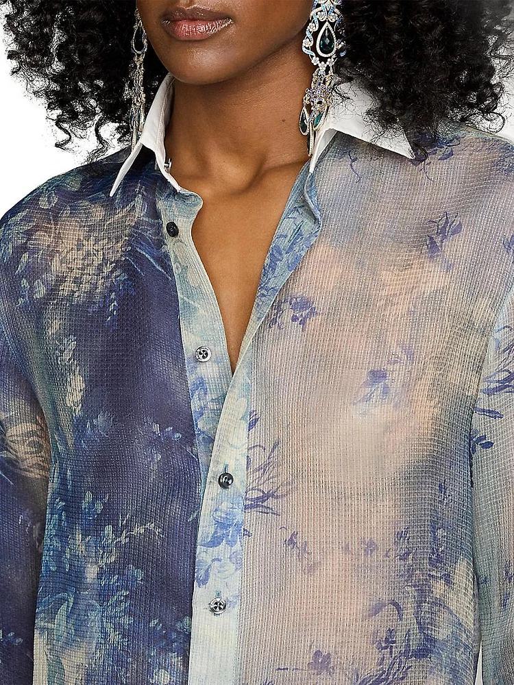 Nancie Sheer Floral Silk Shirt