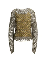 Metallic Hand-Crocheted Boatneck Sweater