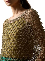 Metallic Hand-Crocheted Boatneck Sweater