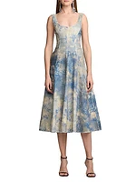 Tarian Bleached Floral Fit & Flare Midi-Dress