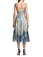 Tarian Bleached Floral Fit & Flare Midi-Dress