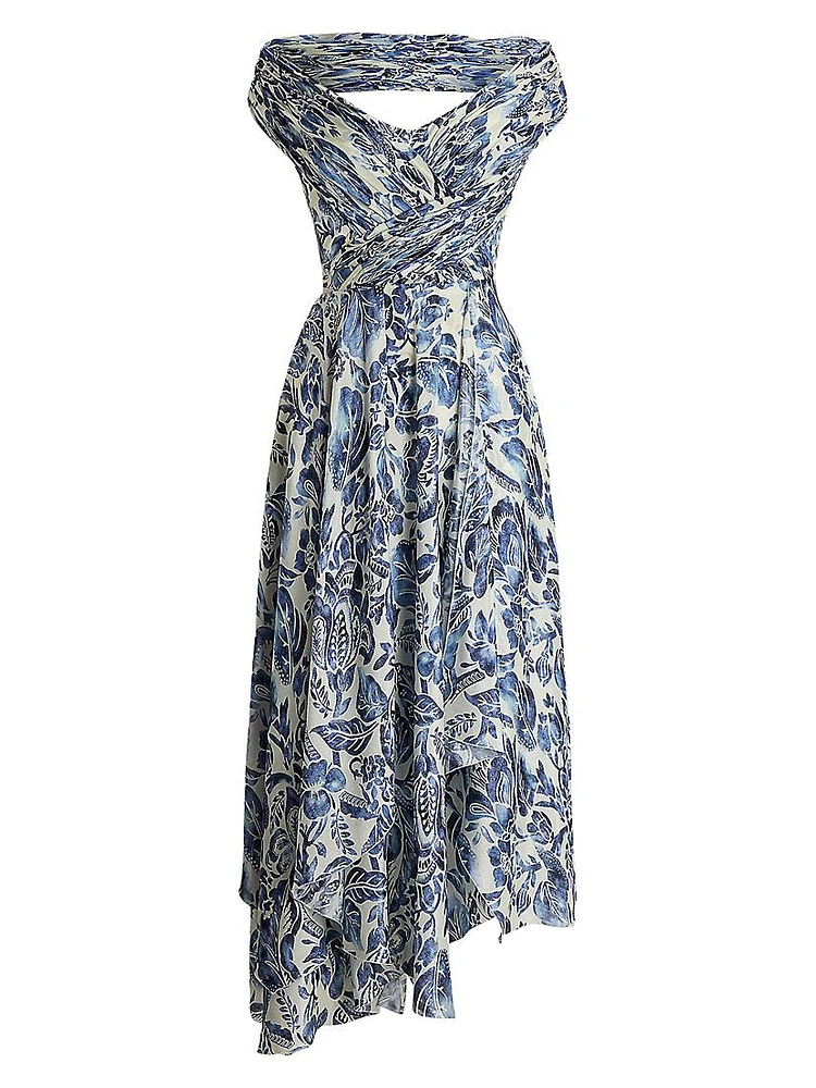 Sarra Floral Satin Cocktail Dress