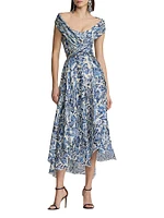 Sarra Floral Satin Cocktail Dress