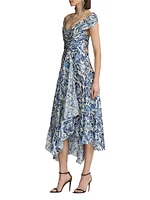 Sarra Floral Satin Cocktail Dress