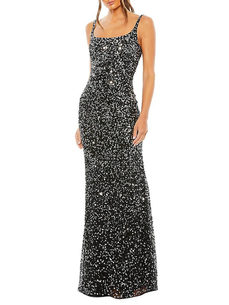 Sleeveless Sequined Slip Gown