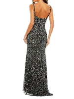 Sleeveless Sequined Slip Gown