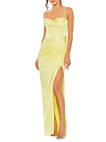 Satin Ruched Bustier Bodycon Gown