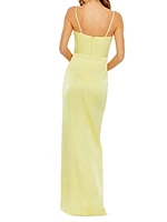 Satin Ruched Bustier Bodycon Gown