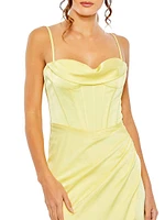 Satin Ruched Bustier Bodycon Gown