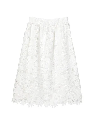 Floral Lace Midi-Skirt