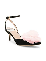 Cloud 50MM Suede Floral-Embellished Ankle-Strap Pumps