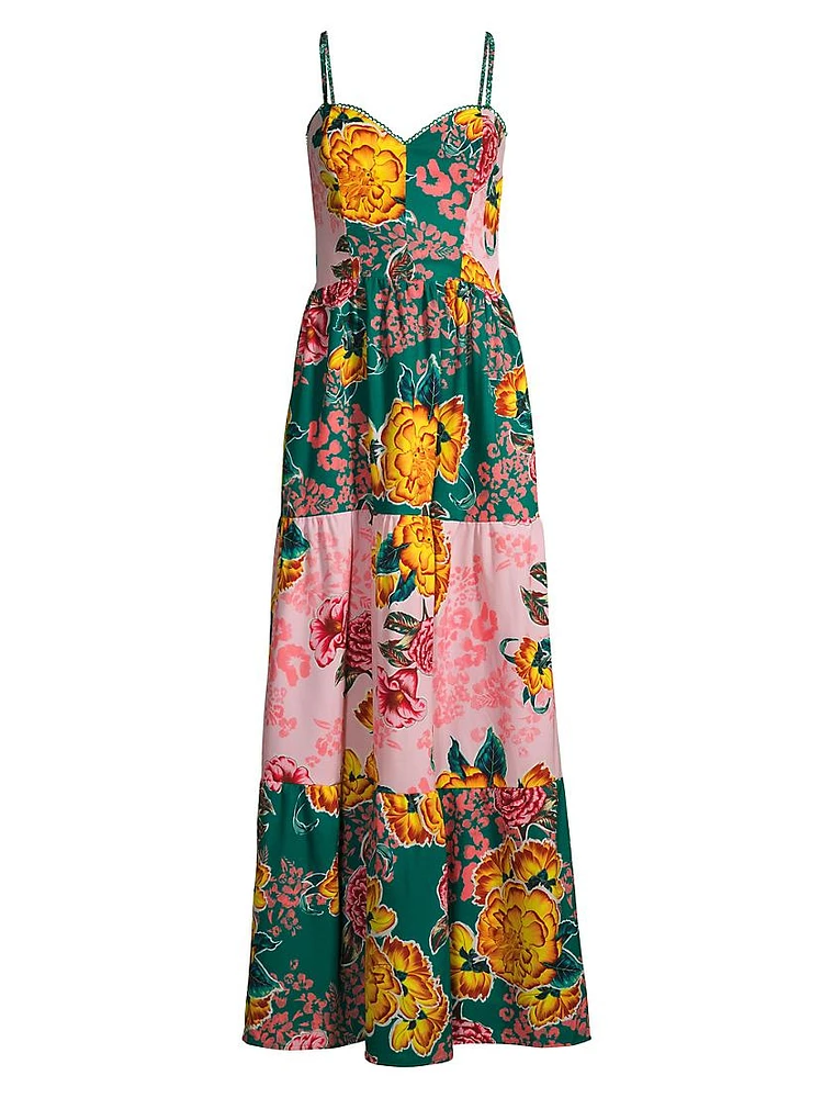 Fiorever Suzie Patchwork Floral Maxi Dress