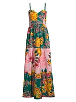 Fiorever Suzie Patchwork Floral Maxi Dress