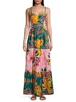 Fiorever Suzie Patchwork Floral Maxi Dress