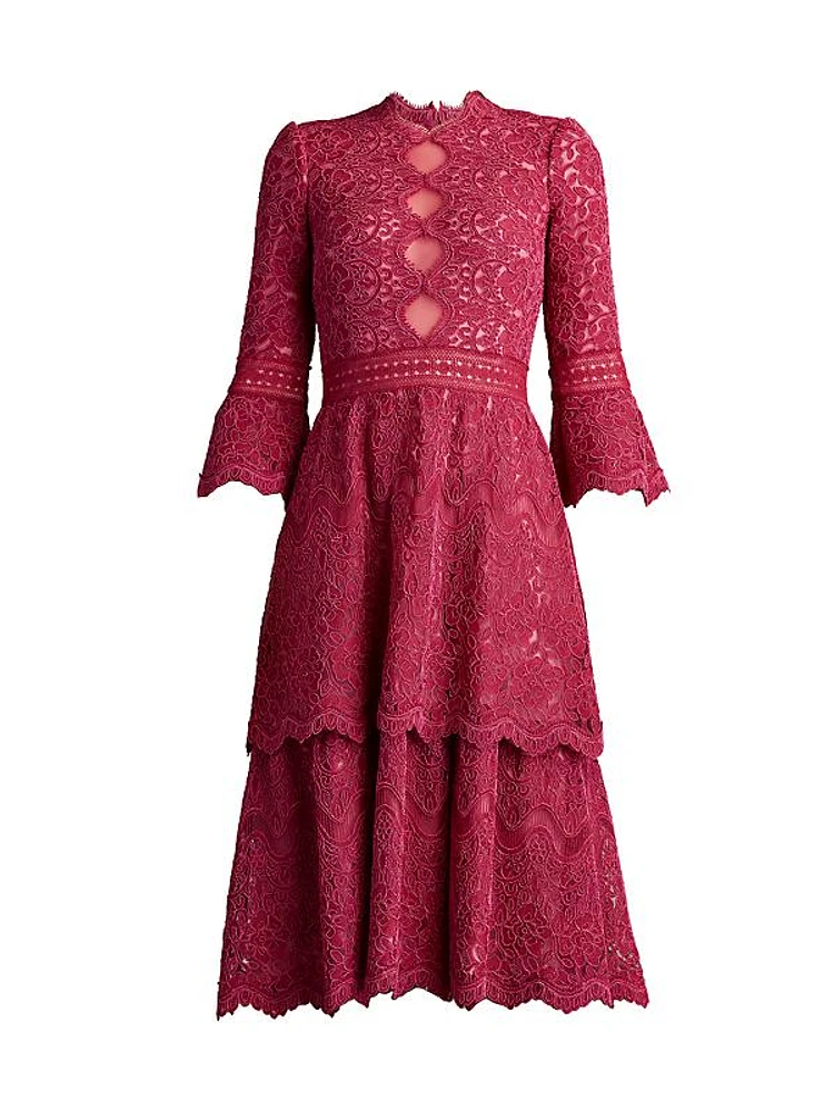 Tiered Cotton-Blend Lace Midi-Dress