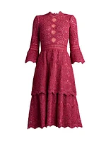 Tiered Cotton-Blend Lace Midi-Dress