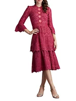 Tiered Cotton-Blend Lace Midi-Dress