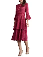 Tiered Cotton-Blend Lace Midi-Dress