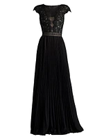 Mixed-Media Sequin-Embellished Gown