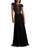 Mixed-Media Sequin-Embellished Gown