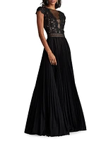 Mixed-Media Sequin-Embellished Gown