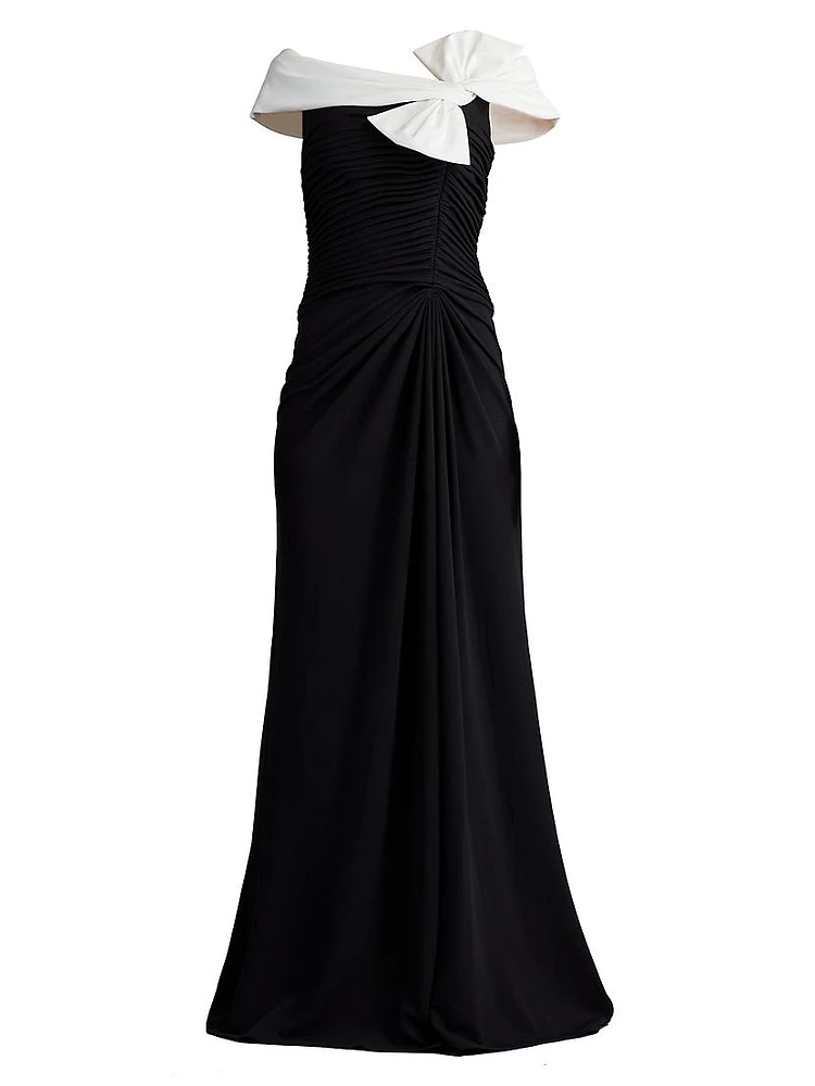 Knotted Bow & Gathered Crepe Gown